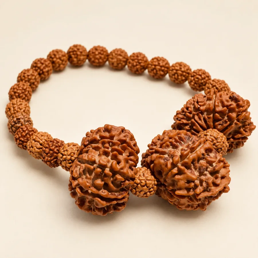 Courage & Clarity Bracelet — 11–8–11 Mukhi (21-24mm beads) — authentic Nepali Rudraksha from Kathmandu