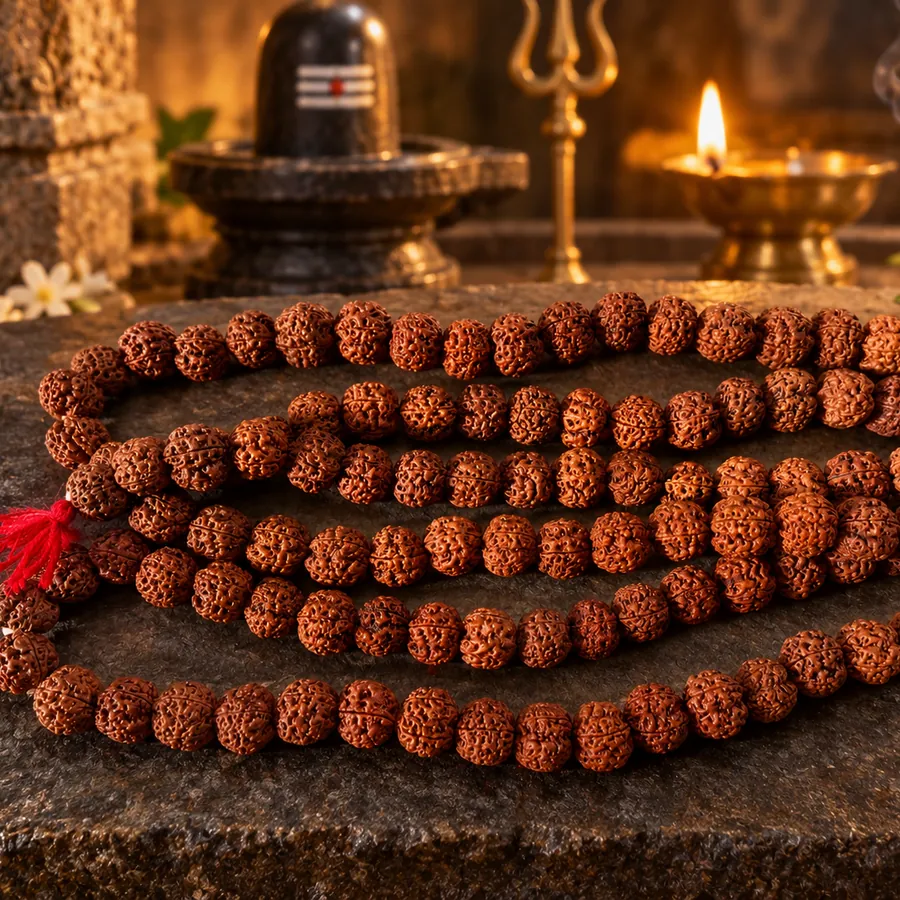 Big Size 5 Mukhi Rudraksha Mala · 108 Beads